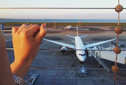 Airplane at sunset
